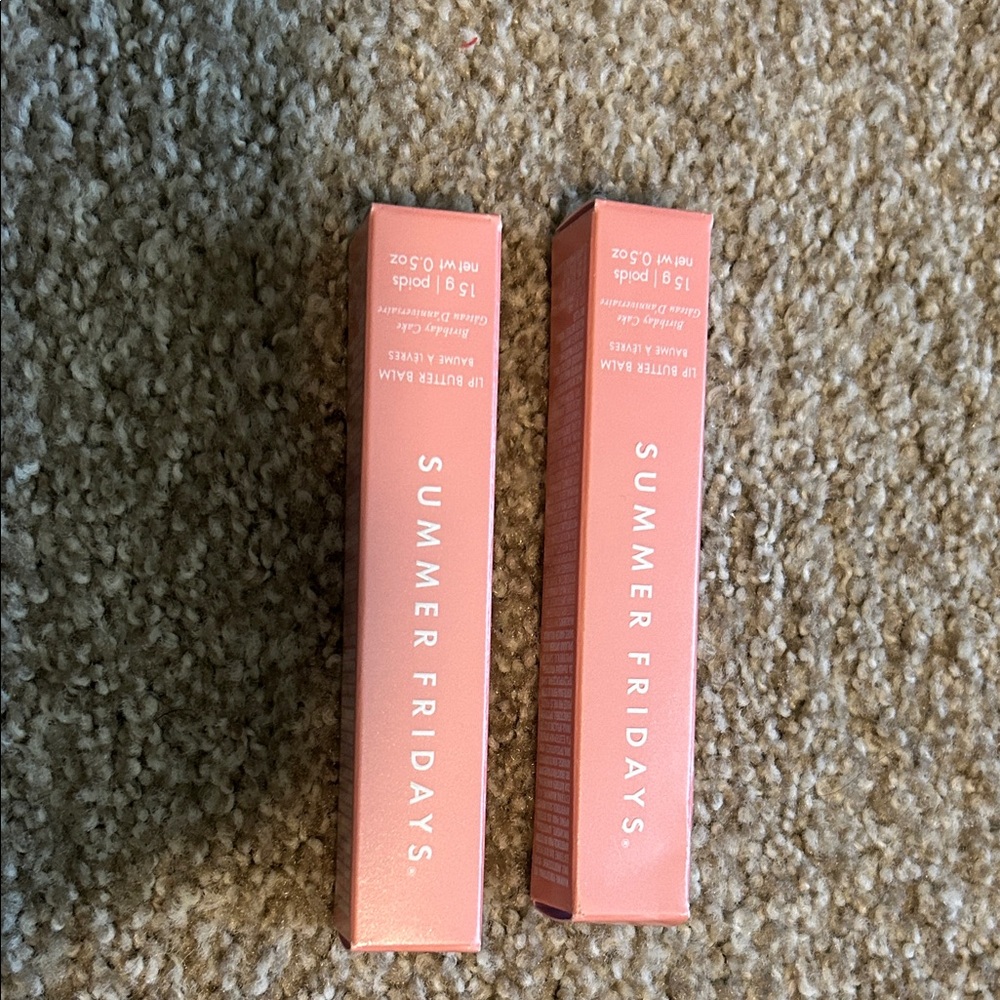 Summer Fridays Coral Lip Butter Balm Duo Birthday Cake Flavor